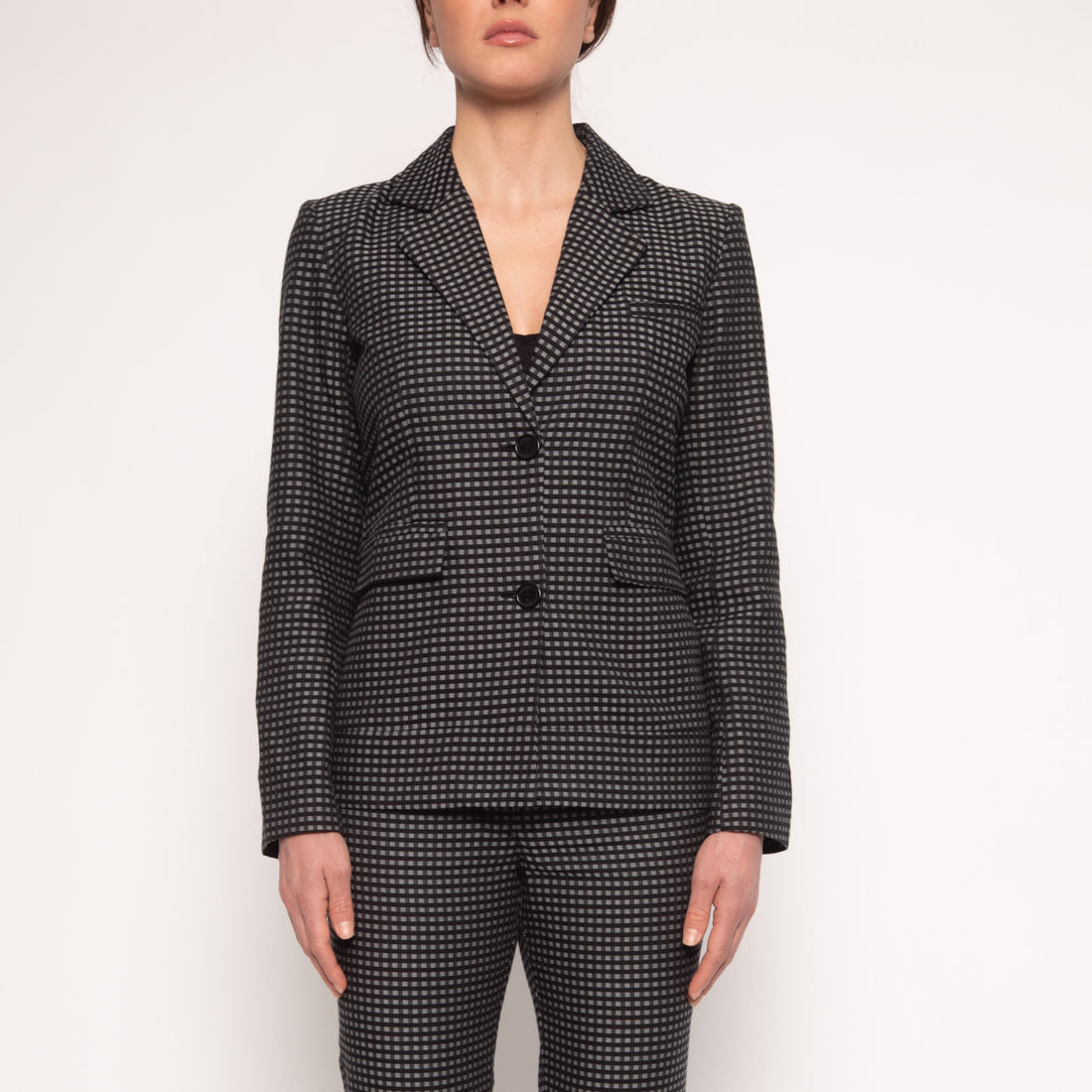 Veste Tailleur Femme - Petits carreaux gris et noirs - NUYHENN