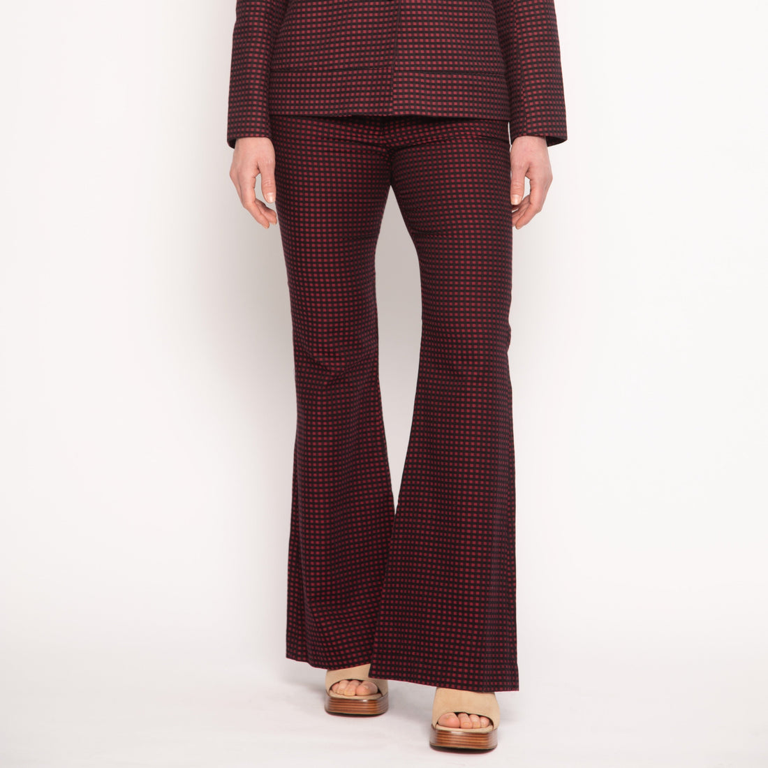 Pantalon tailleur femme - Vichy - Burgundy - NUYHENN