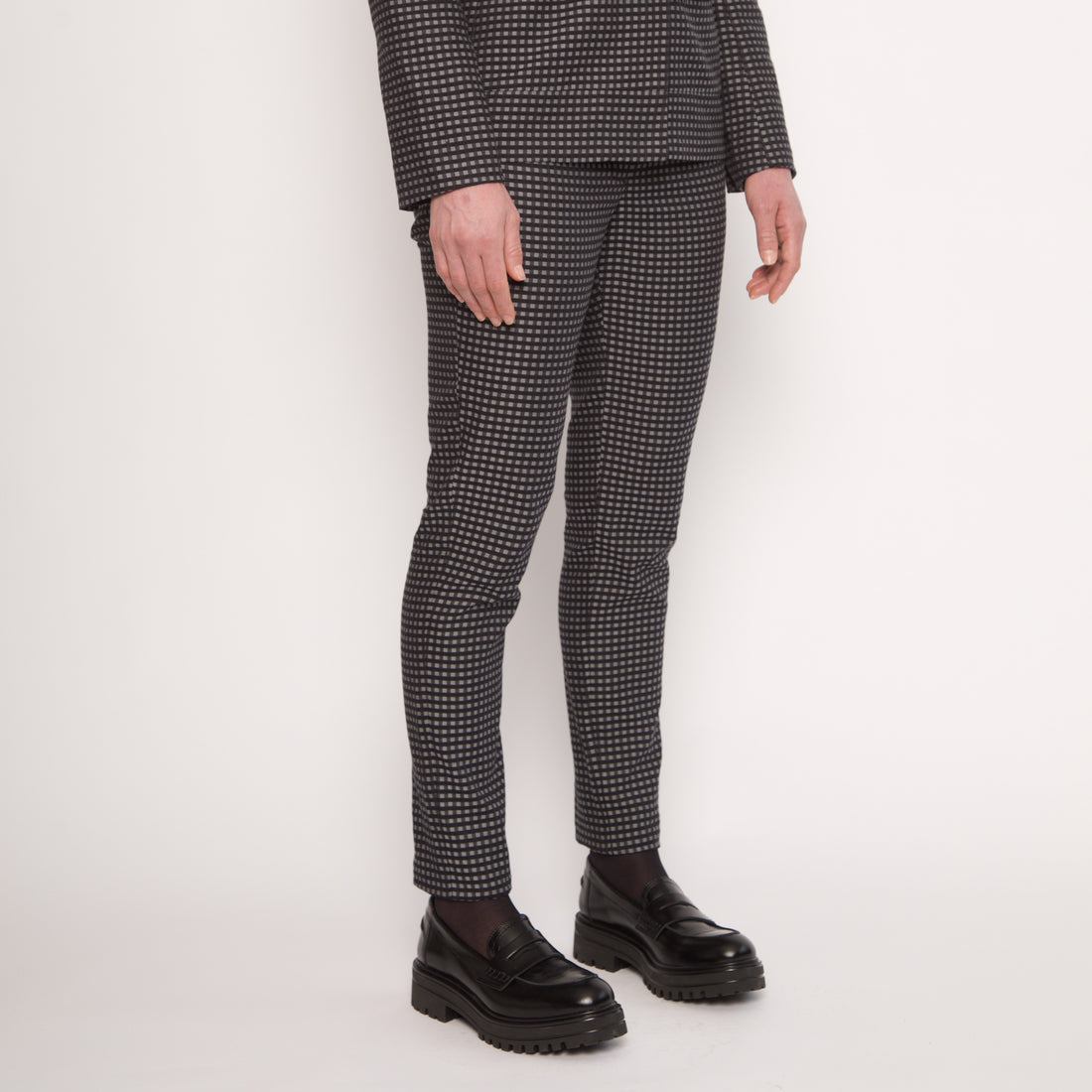 Pantalon tailleur slim - Coton - Vichy gris et noirs - NUYHENN