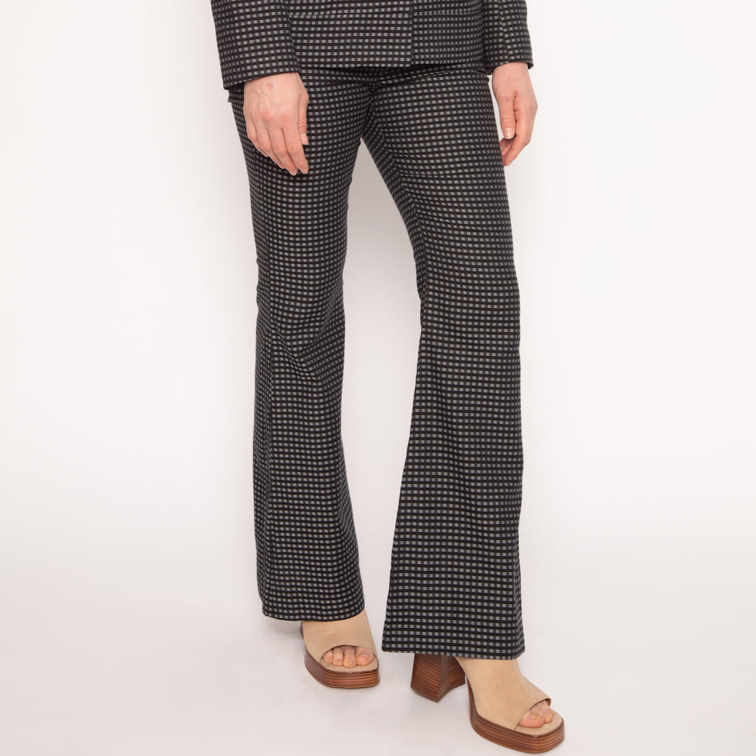 Pantalon tailleur évasé - Coton - Vichy gris et noirs - NUYHENN